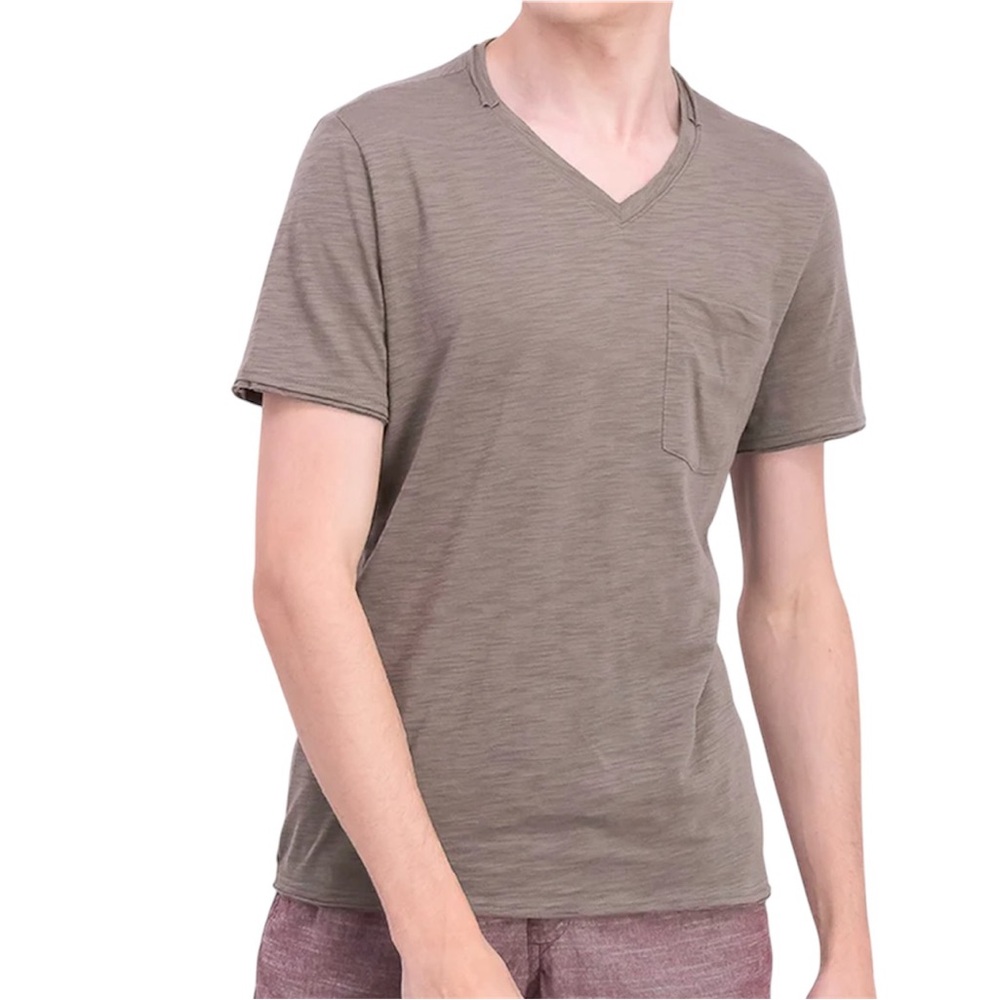 INC International Concepts Men's Short Sleeve V-Neck Tee Shirt Taupe Size medium